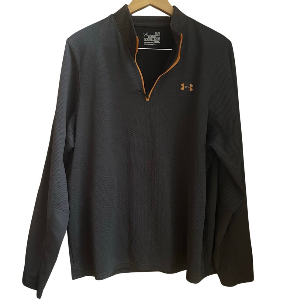 Under Amour  Gray Orange Three Quarter Zip All-Season Long Sleeve Large Hoodie